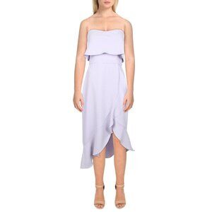 NWT XSCAPE Women's Faux Wrap Hi-Low Midi Dress in Lavender Purple
